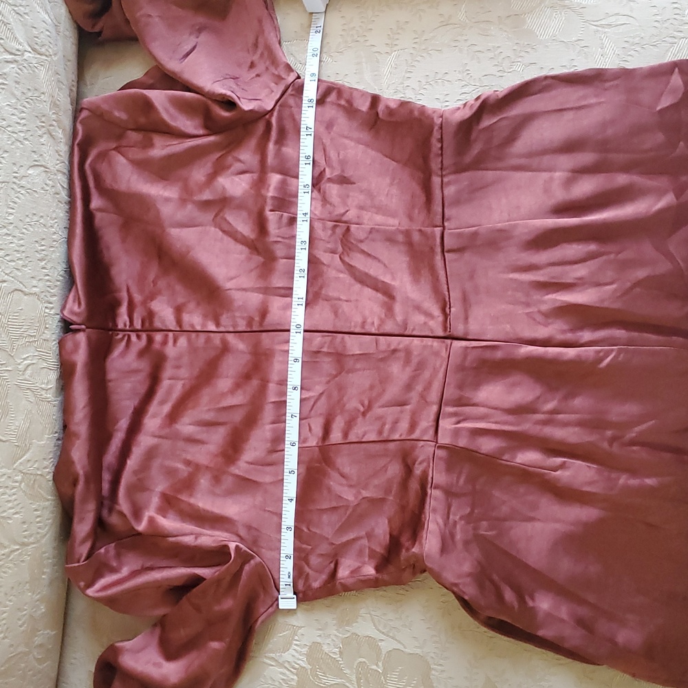 Lulus Satin Skort Romper/Bronze - Picture 13 of 16